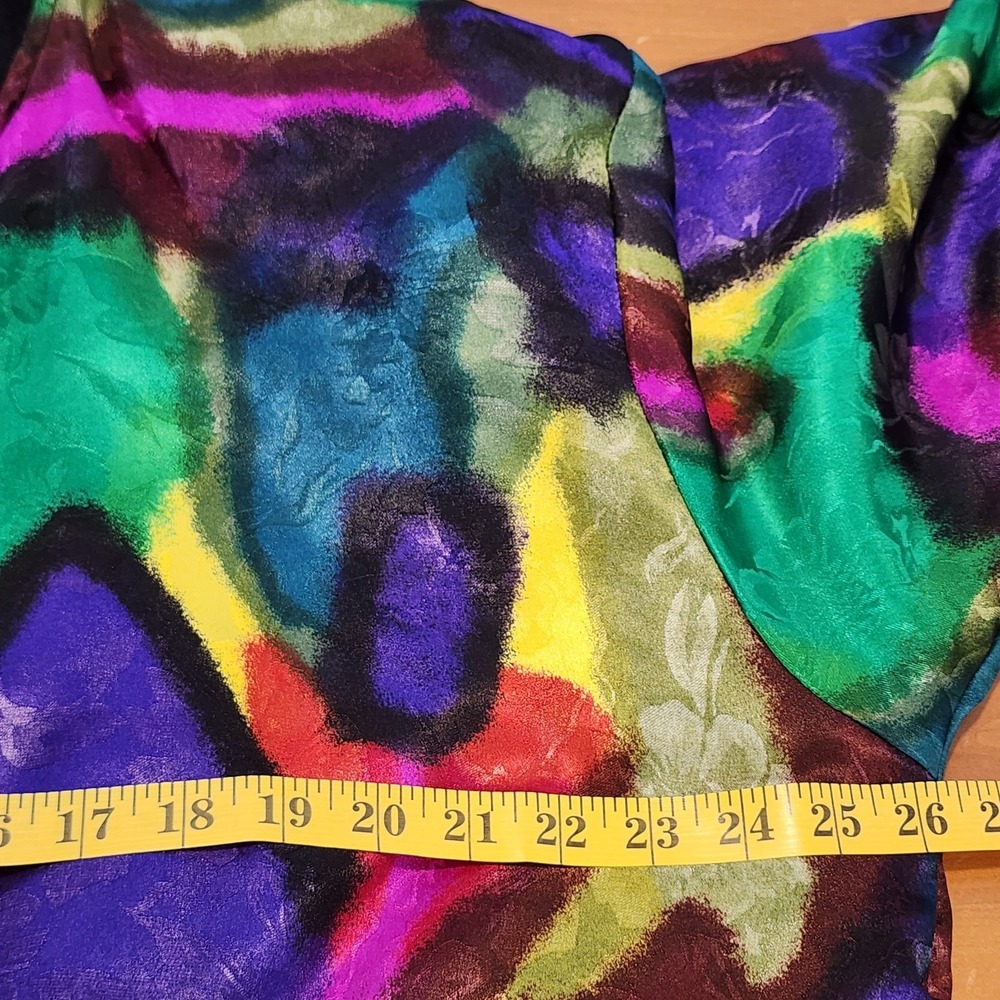 Casual Corner Satin Bomber Jacket Womens One Size Colorful Jacquard Abstract 80s - Picture 8 of 12